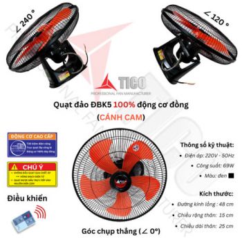 Quạt đảo trần Tico B5 ( ĐKB5 ), sải cánh 450mm, điều khiển