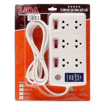 Ổ cắm kéo dài công suất lớn Lioa  6SS2.5-2  3300W