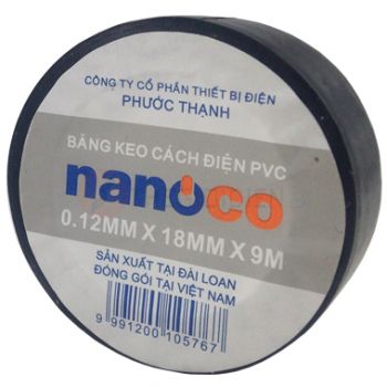 Băng keo cách điện nanoco FKPT10(BK/W/Y/R/G/B)