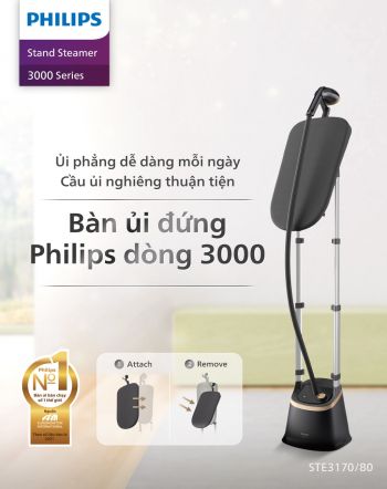 [Chính hãng] Bàn là hơi nước đứng Philips STE3170/80 - Công suất 2000W, bảo hành 24 tháng