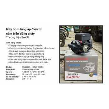 Máy Bơm Tăng Áp Điện Tử cảm biến dòng chảy Sakai SK-200EA