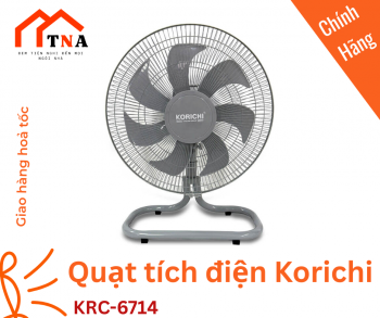 (NEW 2026) Quạt Tích Điện Korichi KRC6714 - Hàng Chính Hãng, Công Suất 15W, Sải Cánh 14 Inch