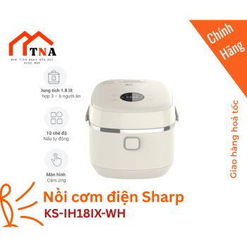 Nồi cơm cao tần Sharp 1.8 lít KS-IH18IX-WH công suất 1300w, hàng chính hãng