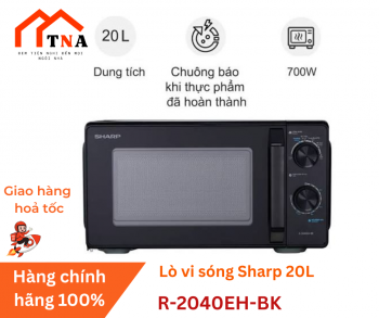Lò vi sóng cơ Sharp 20L R-2040EH-BK - 700W, Lò cơ núm vặn, 6 mức công suất, Dễ vệ sinh - Bảo hành 12 tháng